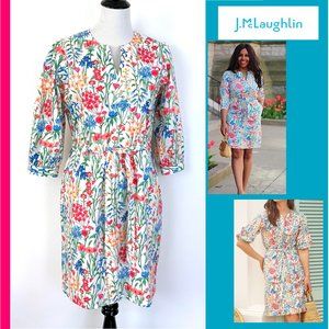 J. McLaughlin Evalyn  Madeira Floral Poplin Dress Puff Sleeves Sz S